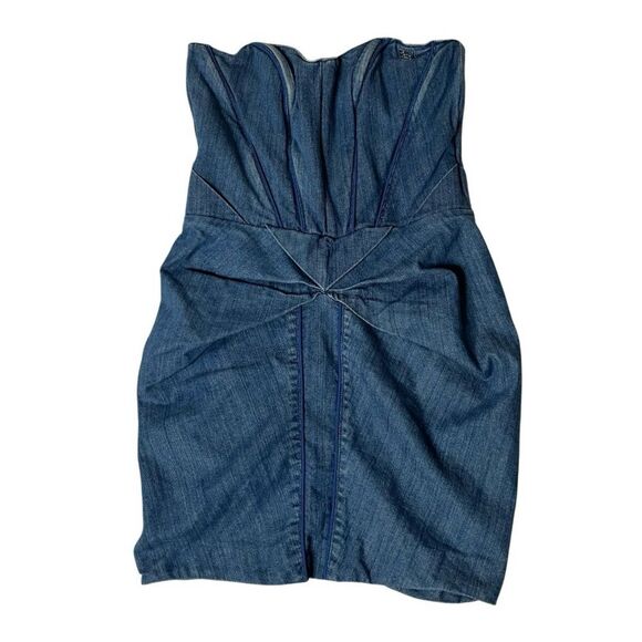 APPLE BOTTOMS Blue Jean Dress Denim Strapless Y2K Size Small VINTAGE